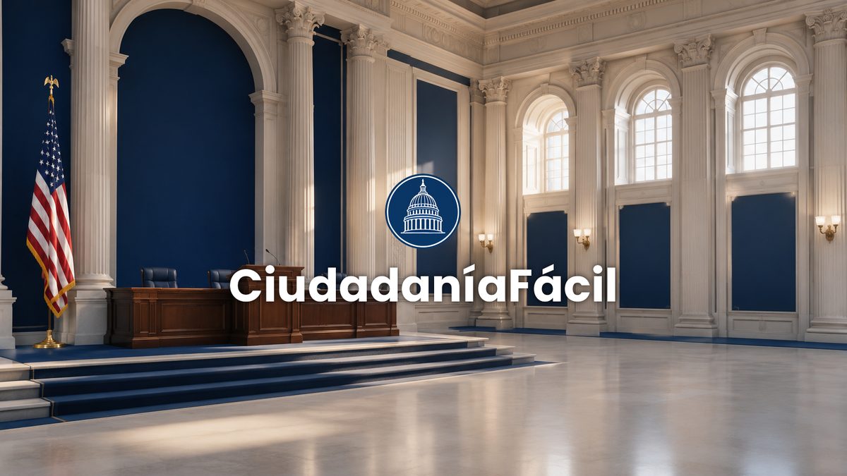 Interior de un edificio gubernamental con el logo de CiudadaníaFácil